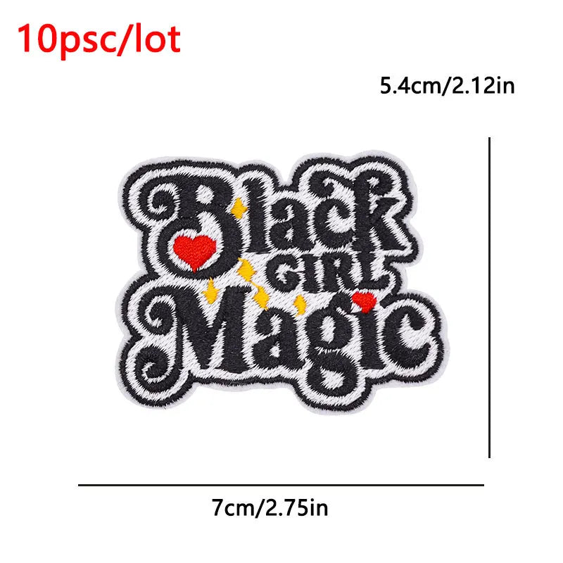 10Pcs/Lot Black History Embroidery Patch Iron-On Patches For Clothing