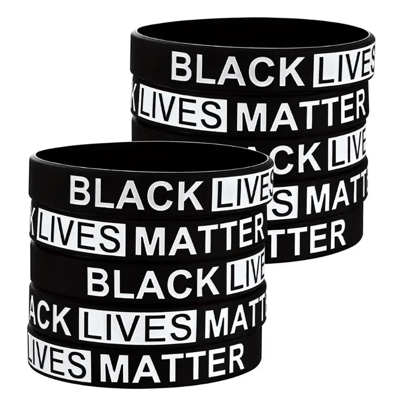 10pcs/set Yellow Black Rubber Band BLACK LIVES MATTER Silicone Bracelets for Women Men