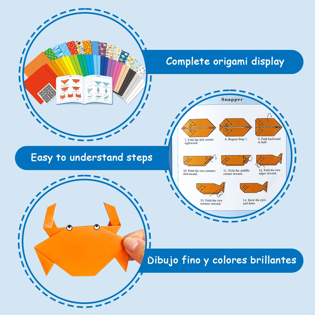 Origami ocean set, children's DIY origami craft, Marine animal origami books