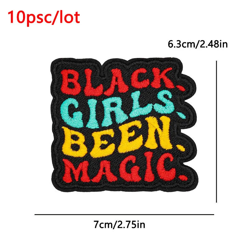 10Pcs/Lot Black History Embroidery Patch Iron-On Patches For Clothing