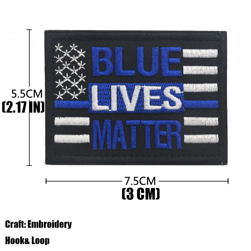 Blue Lives Matter Embroidery Patch Armband Badge Black Lives Matter Military Decorative Sewing Applique Embellishment