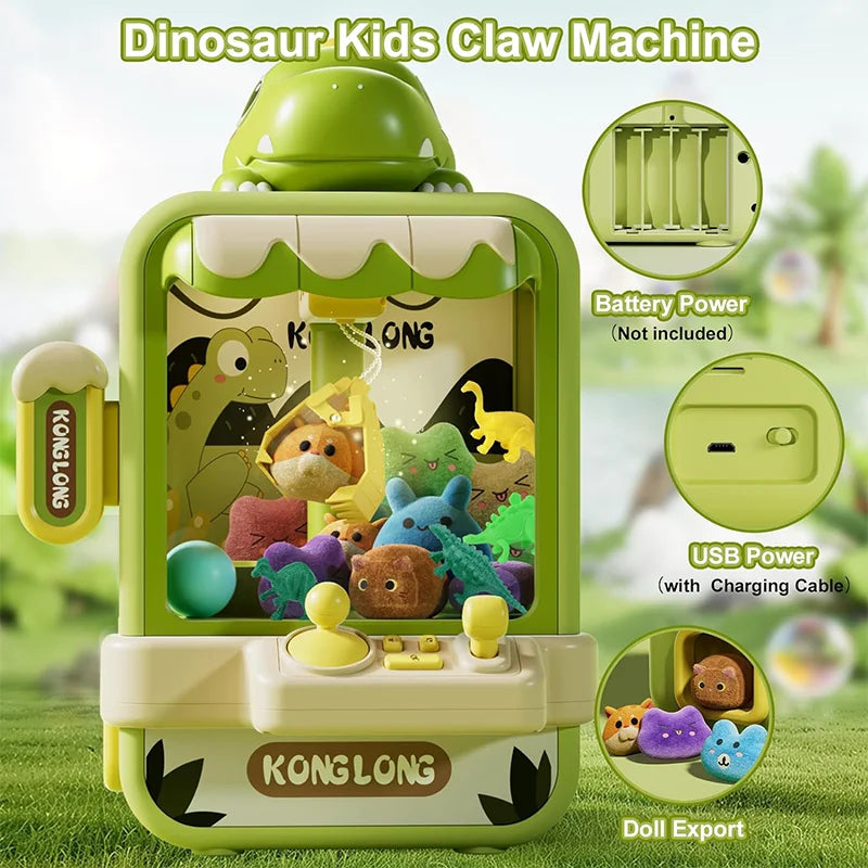 Dinosaur Claw Machine Toys Electronic Arcade Game Adjustable Machine Music Mini Vending