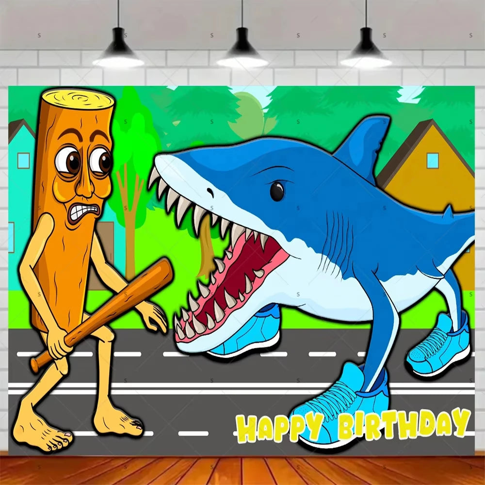 Tung Tung Tung Sahur Tralalo Italian Brainrot Print Kids Birthday Party Background Decoration Photography Decor Backdrop Banner