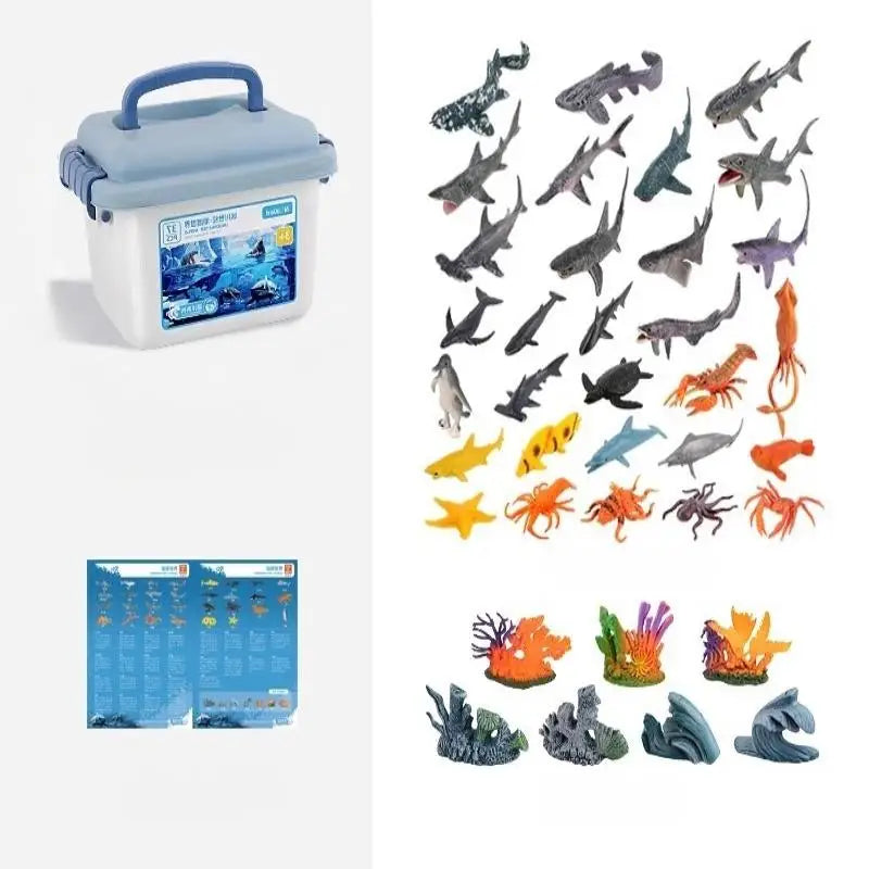 30/37Pcs Children's Ocean World Toy Set, Lifelike Marine Animal Models for Play