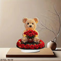 LED 2D Flat Bear with Roses Placard Backdrop for Gift Baskets
