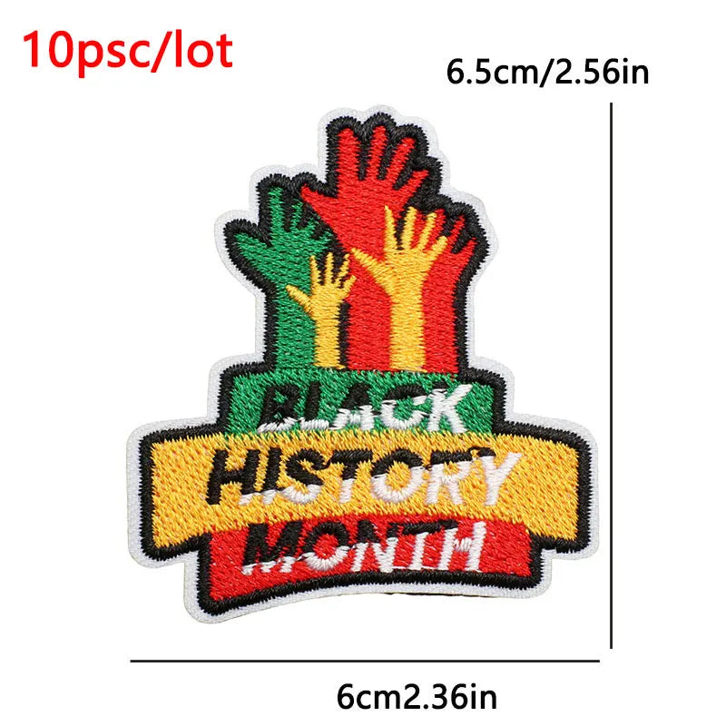 10Pcs/Lot Black History Embroidery Patch Iron-On Patches For Clothing