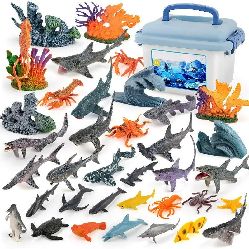 30/37Pcs Children's Ocean World Toy Set, Lifelike Marine Animal Models for Play