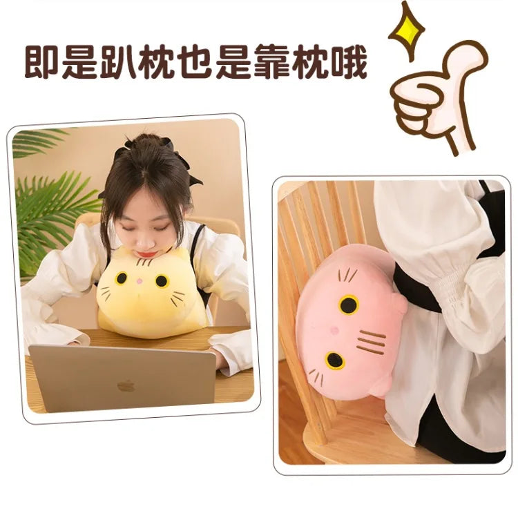 Plush Cat Toy Soft Cute Brown Stuffed Animal Cat Pillow