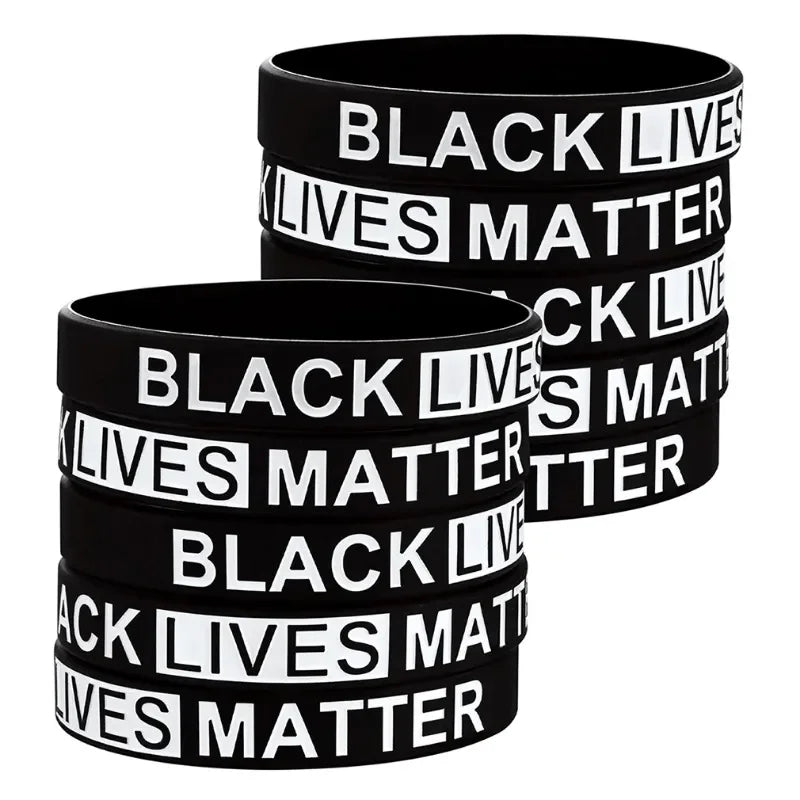 10pcs/set Yellow Black Rubber Band BLACK LIVES MATTER Silicone Bracelets for Women Men