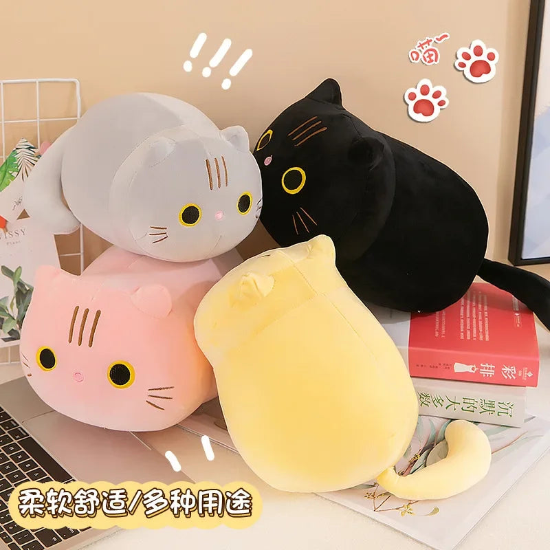 Plush Cat Toy Soft Cute Brown Stuffed Animal Cat Pillow