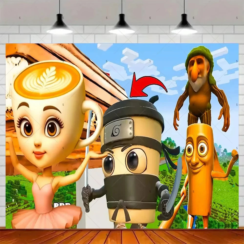 Tung Tung Tung Sahur Tralalo Italian Brainrot Print Kids Birthday Party Background Decoration Photography Decor Backdrop Banner