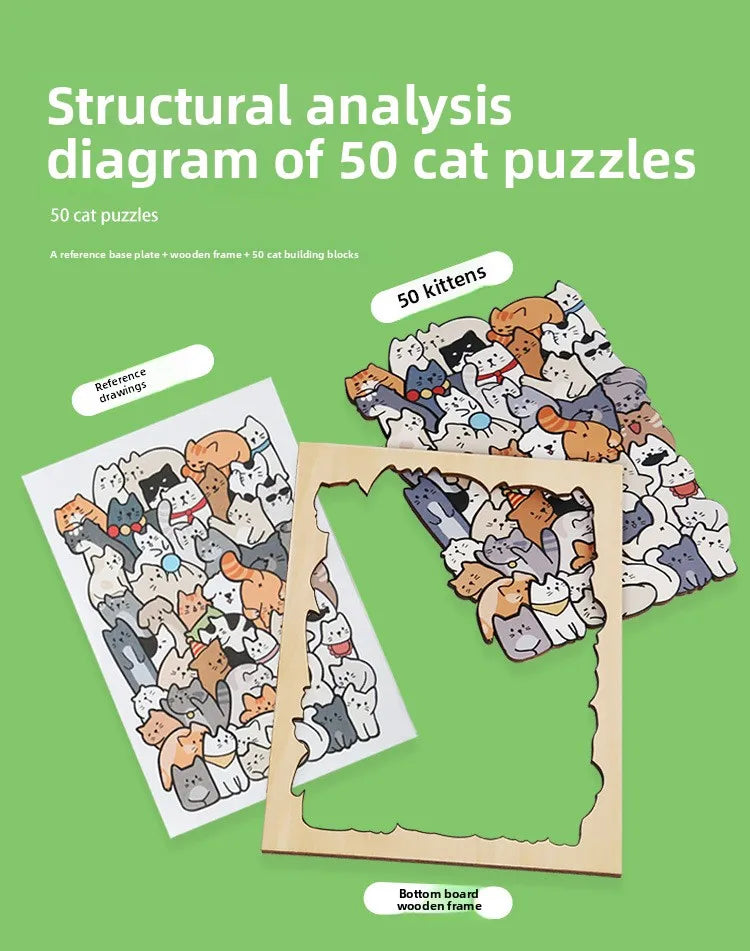 Wood Special-shaped Animal Puzzle Puppy Cat Puzzle Building Block Children's Creative Toy Gift
