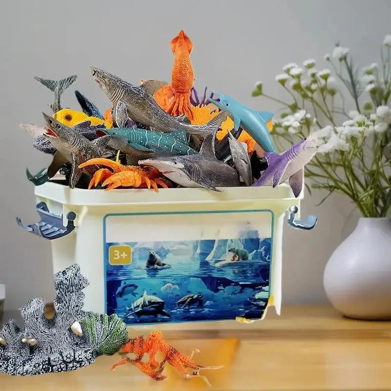 30/37Pcs Children's Ocean World Toy Set, Lifelike Marine Animal Models for Play