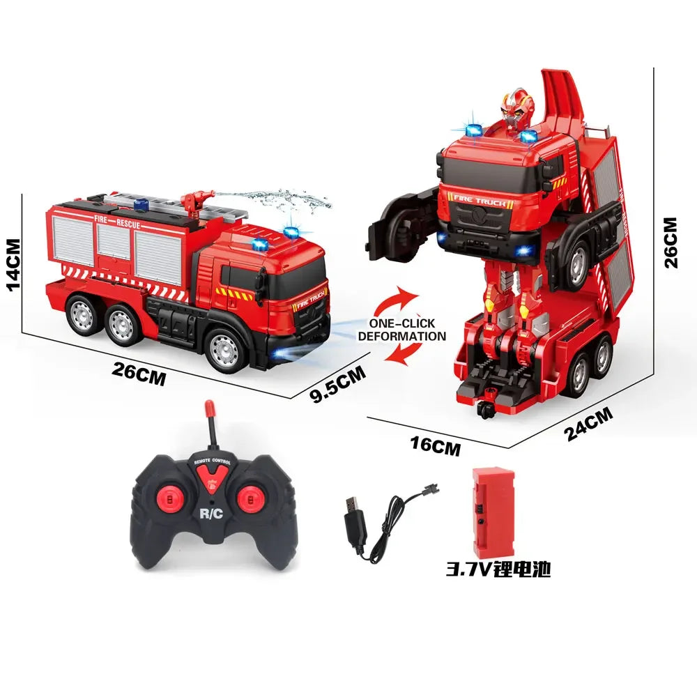 RC Firetruck Robot Transformer 2.4G Remote Control with Light Sound