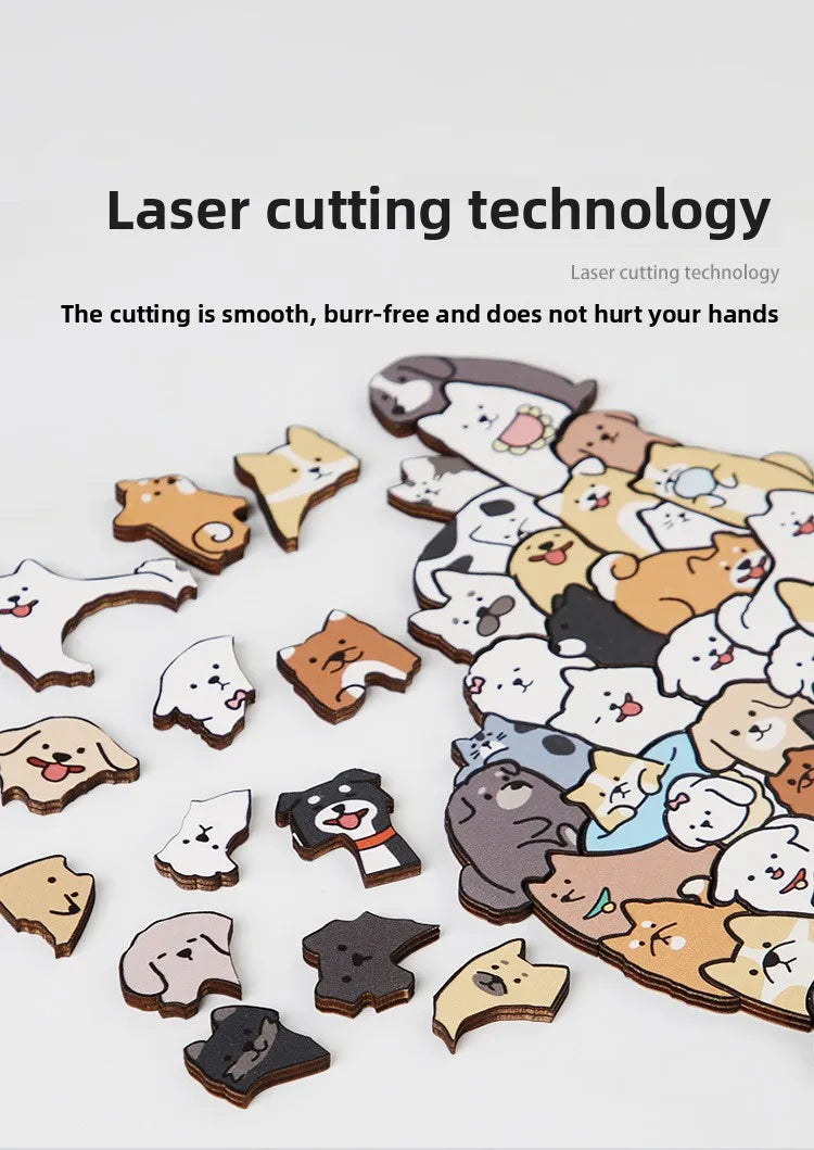 Wood Special-shaped Animal Puzzle Puppy Cat Puzzle Building Block Children's Creative Toy Gift