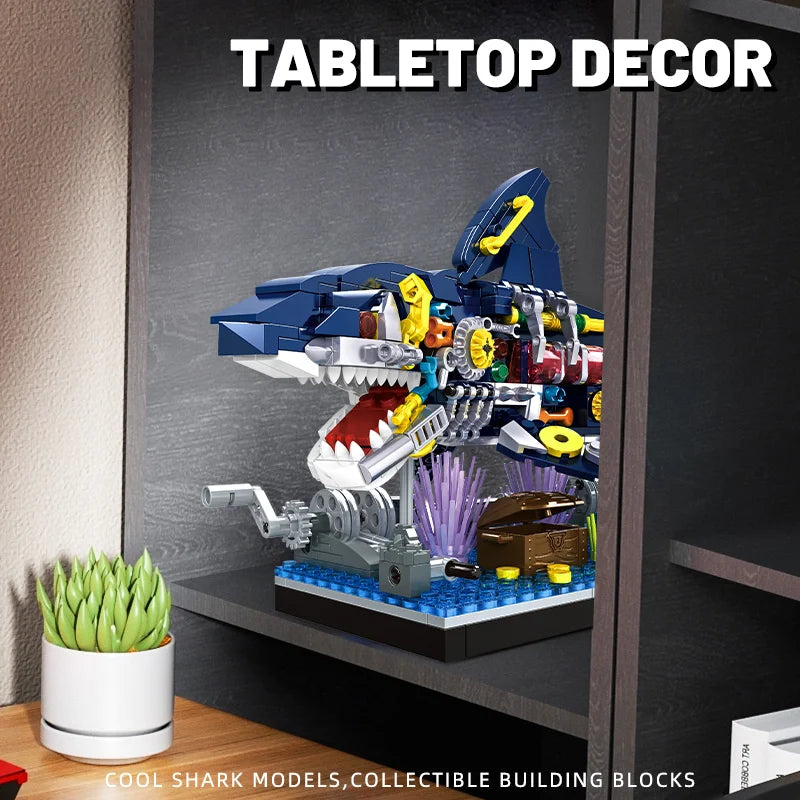 Ocean Shark Marine Biology Building Block set with display rack Lego DIY