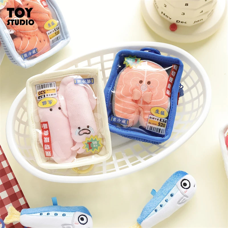 Cute Plush Seafood Keychain Collectible Wallet
