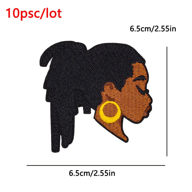 10Pcs/Lot Black History Embroidery Patch Iron-On Patches For Clothing