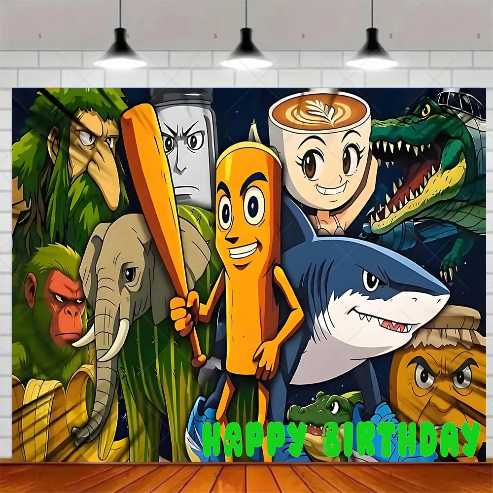 Tung Tung Tung Sahur Tralalo Italian Brainrot Print Kids Birthday Party Background Decoration Photography Decor Backdrop Banner