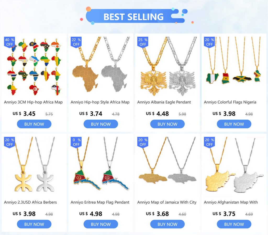 Anniyo 4CM African Americans Map Fist Pendant Necklaces Africa Maps Black Lives Matter Jewelry