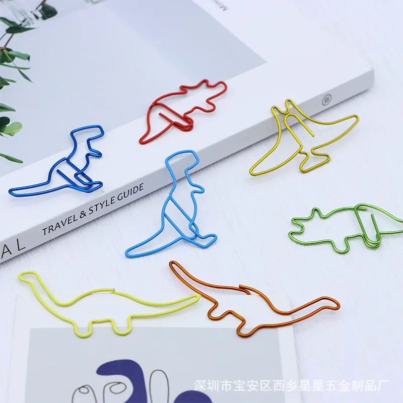 Dinosaur Paper Clip Special-shaped Cute Paper Clips Decorative Metal Clip Paper Office Accessories Stegosaurus Brachiosaurus