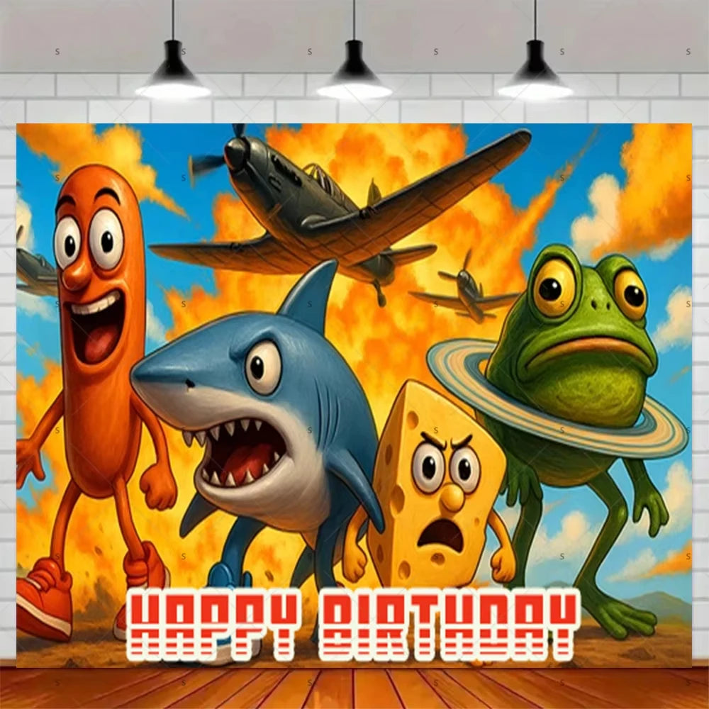 Tung Tung Tung Sahur Tralalo Italian Brainrot Print Kids Birthday Party Background Decoration Photography Decor Backdrop Banner