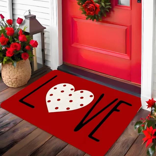 Soft Absorbent Non-Slip Indoor Rug Doormat Love Heart