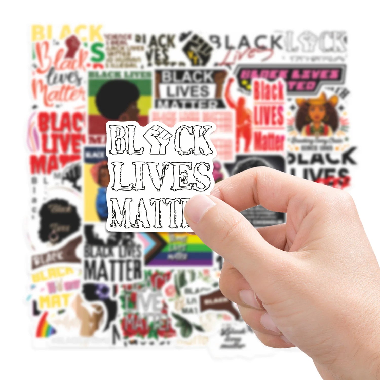 50PCS Cartoon BLACK LIVES MATTER Funny Cute Graffiti Sticker Decorative Scrapbook Laptop Luggage Decal Toy Gift