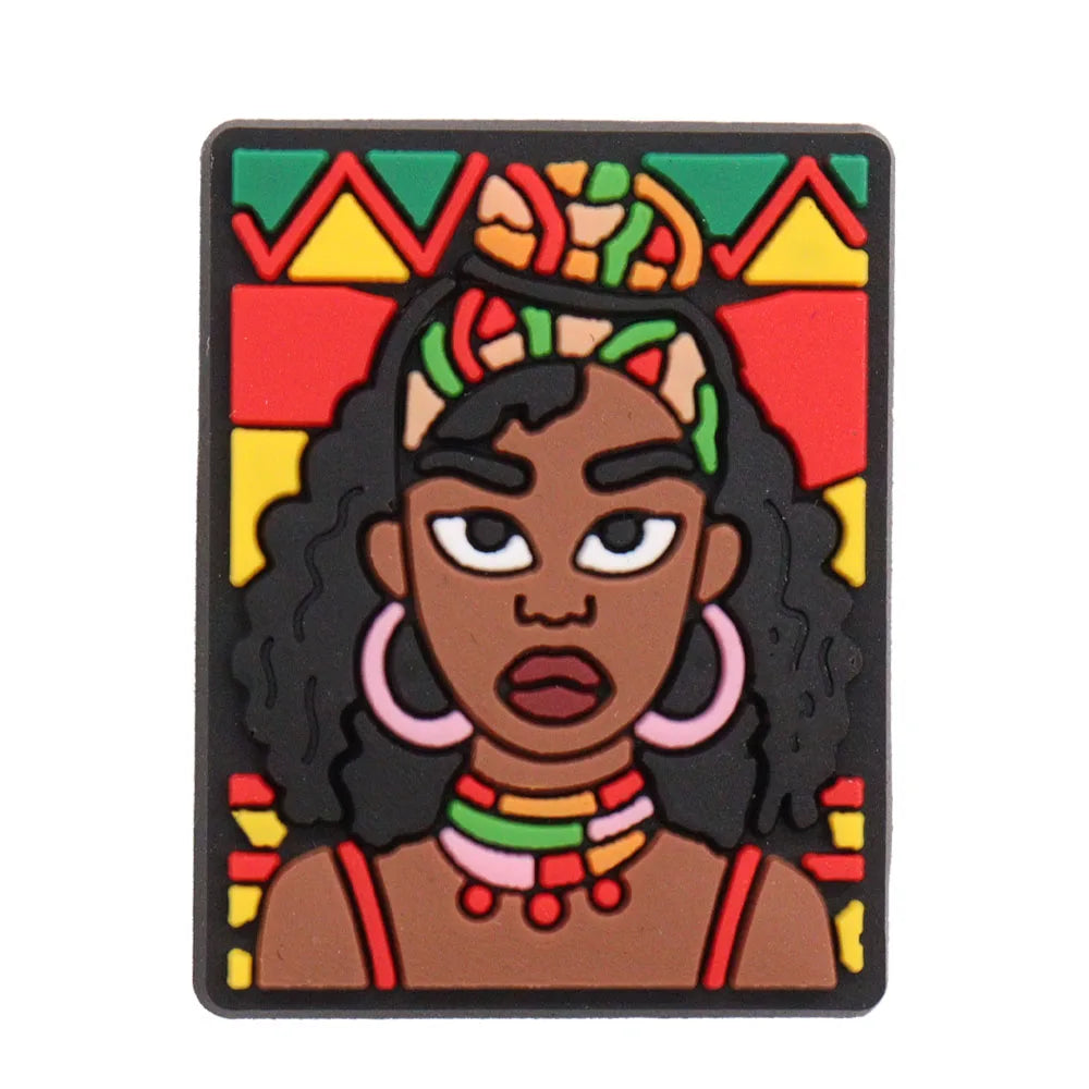 New Arrival 1-24Pcs PVC Black History Month Heart DIY Crocs Shoes Charms Jibbits