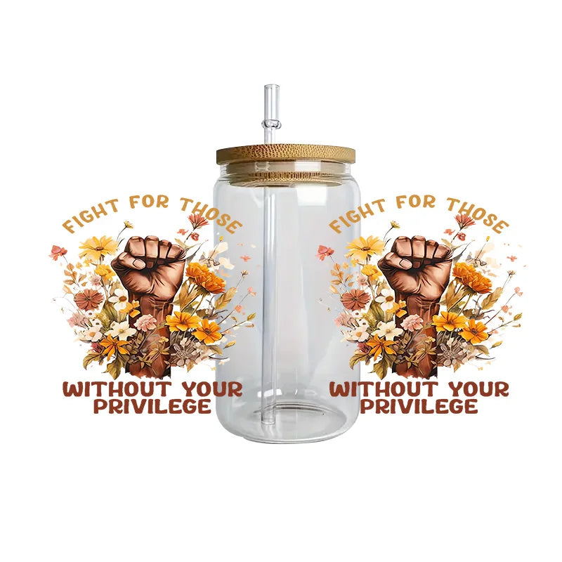 Black history series easy peel waterproof DIY Decals Retro Beauty 3D transfers crystal sticker 16oz uv