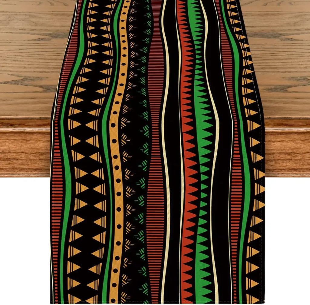 Black History Month Traditional African Tribal Linen Table Runner Kitchen Dining Table Runner Party Decor