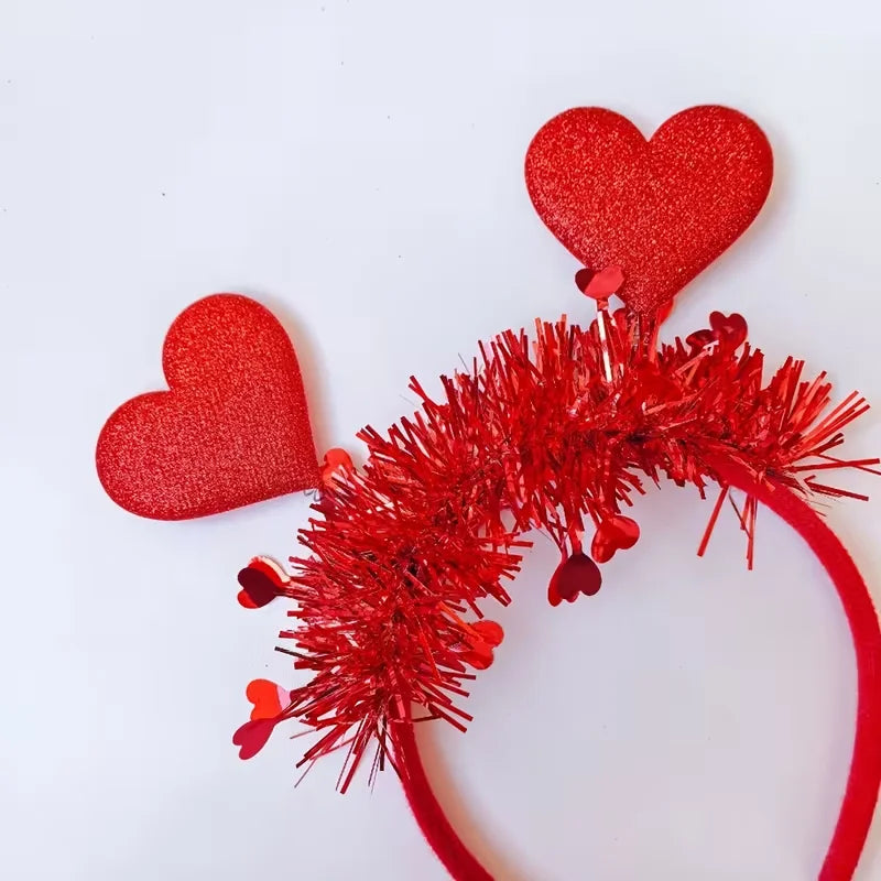 2pcs Red Heart Headbands for Valentine's Day & Weddings - Perfect for Parties & Festive Celebrations, Hand Wash Only