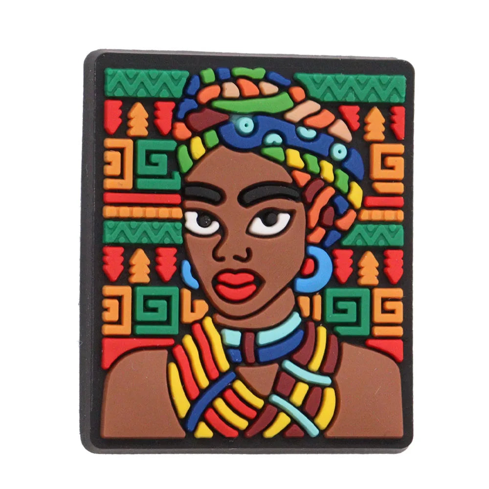 New Arrival 1-24Pcs PVC Black History Month Heart DIY Crocs Shoes Charms Jibbits