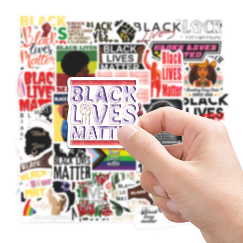50PCS Cartoon BLACK LIVES MATTER Funny Cute Graffiti Sticker Decorative Scrapbook Laptop Luggage Decal Toy Gift