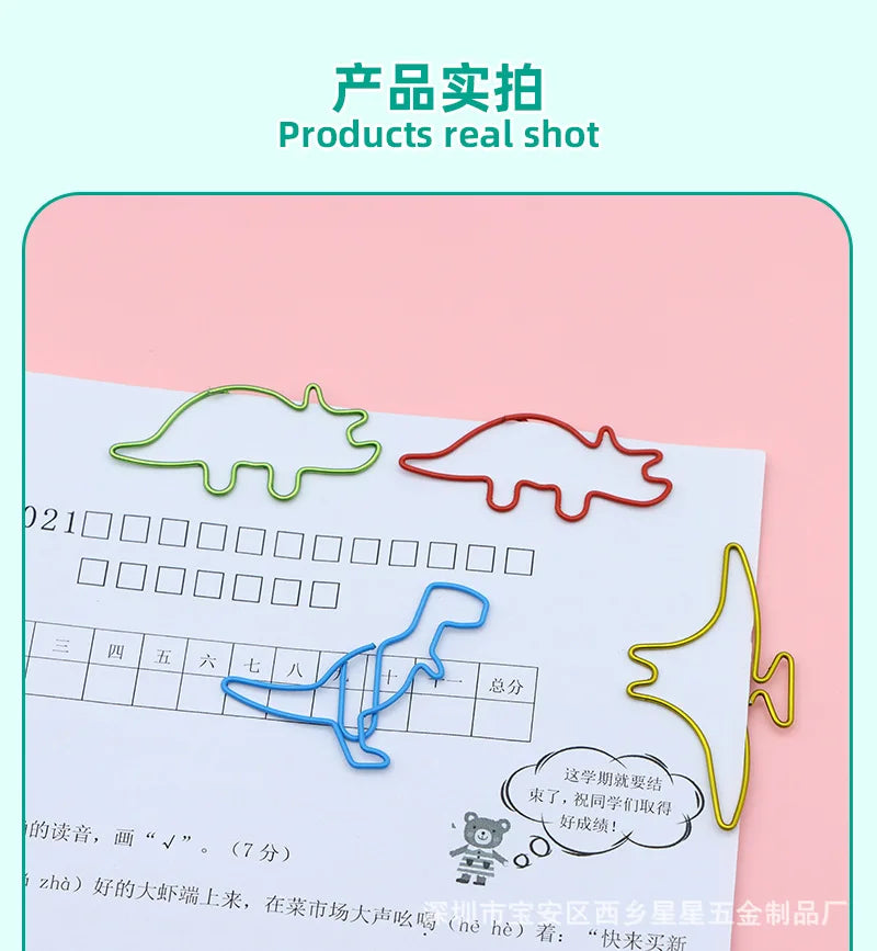 Dinosaur Paper Clip Special-shaped Cute Paper Clips Decorative Metal Clip Paper Office Accessories Stegosaurus Brachiosaurus
