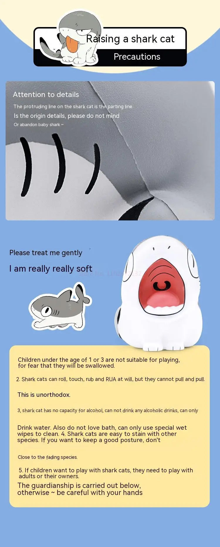 Shark Cat Sharkitty Squeeze Toys Slow Rising Stress Reliever Desktop Toys