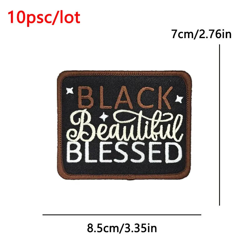 10Pcs/Lot Black History Embroidery Patch Iron-On Patches For Clothing