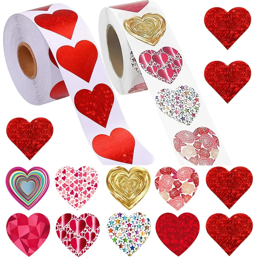 500-1000pcs Assorted Heart Stickers