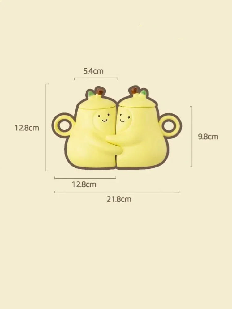 Pear Shape Couples Ceramic Mugs Never To Be Separated Hugging Pear Coffee Mugs Heat-resisting Water Cup Valentine's Day Gifts