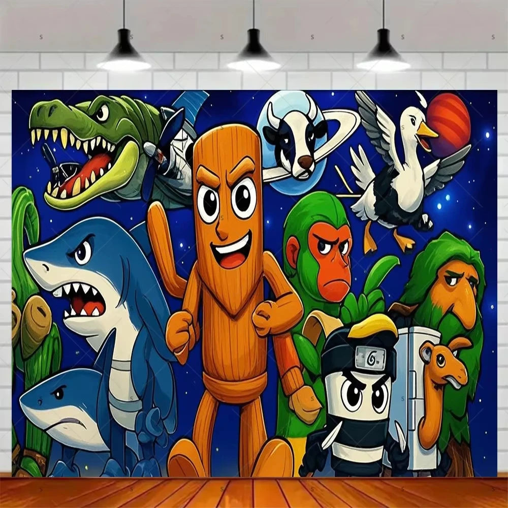 Tung Tung Tung Sahur Tralalo Italian Brainrot Print Kids Birthday Party Background Decoration Photography Decor Backdrop Banner