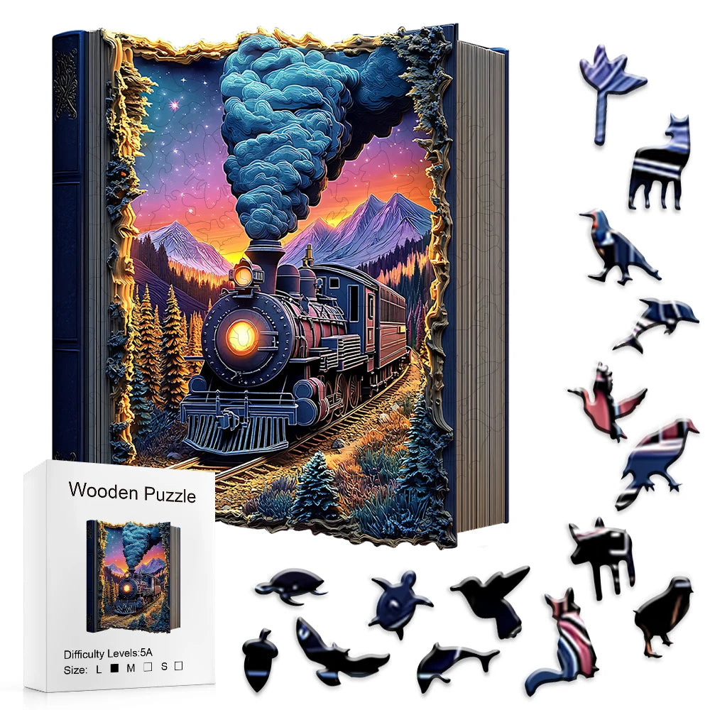 Train Wooden Puzzle Challenging Brain Game with Durable Wooden Construction Colorful Artwork