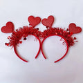 2pcs Red Heart Headbands for Valentine's Day & Weddings - Perfect for Parties & Festive Celebrations, Hand Wash Only