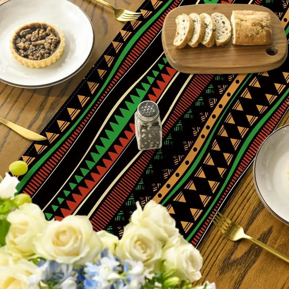Black History Month Traditional African Tribal Linen Table Runner Kitchen Dining Table Runner Party Decor