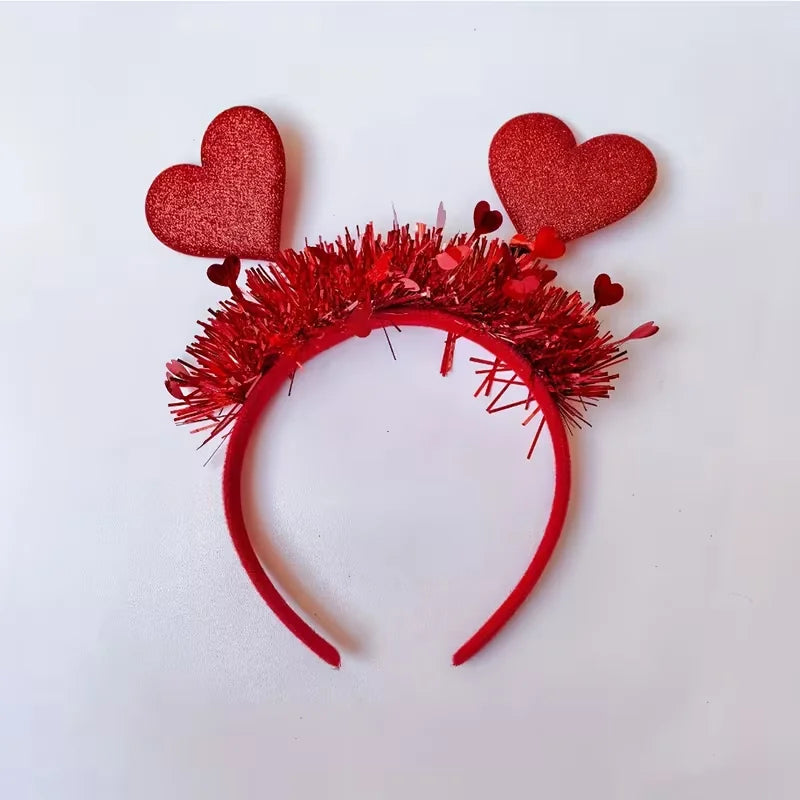 2pcs Red Heart Headbands for Valentine's Day & Weddings - Perfect for Parties & Festive Celebrations, Hand Wash Only
