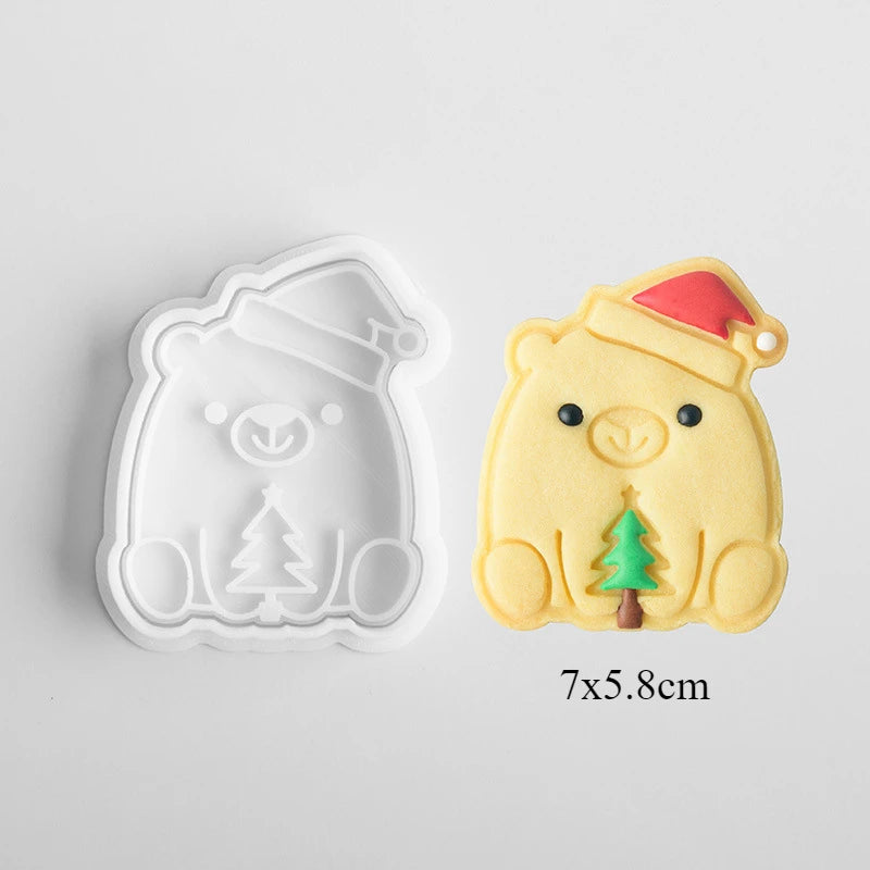Cute Bear Love Heart Plastic 3D Cookie Molds Cutter