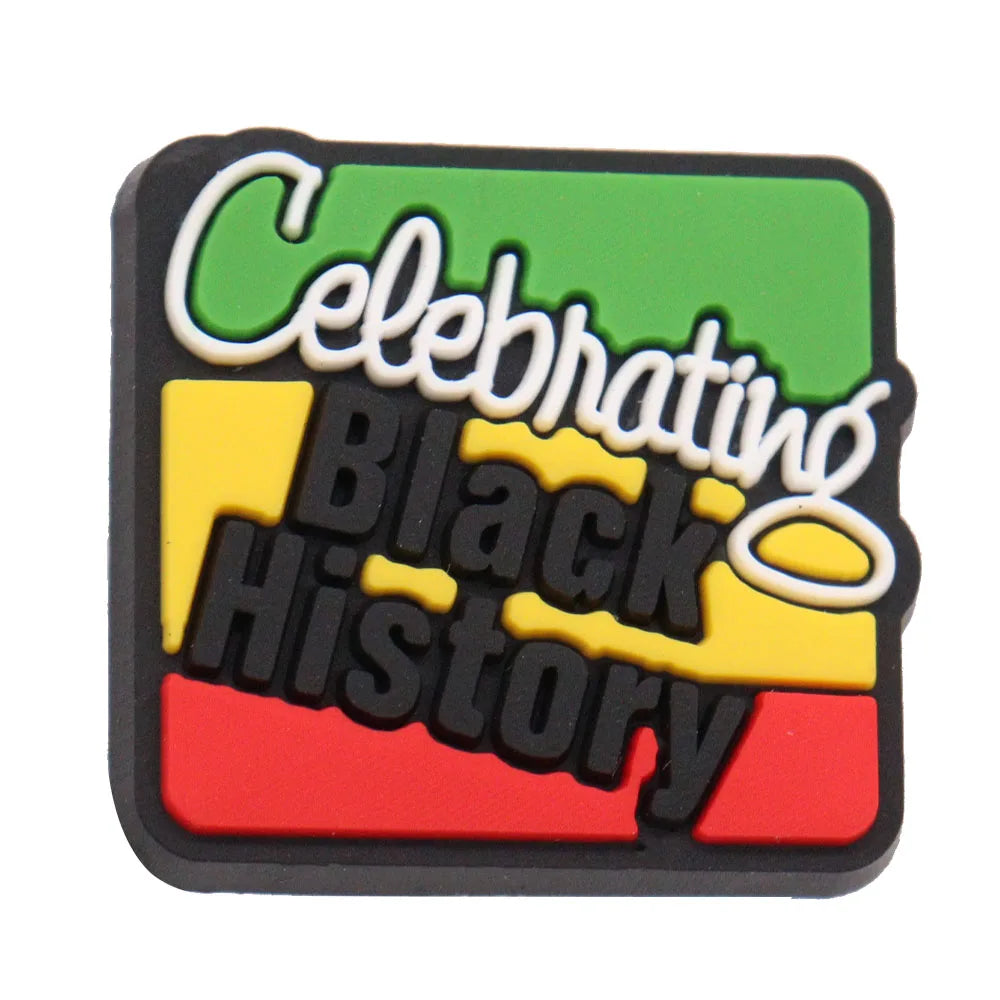 New Arrival 1-24Pcs PVC Black History Month Heart DIY Crocs Shoes Charms Jibbits