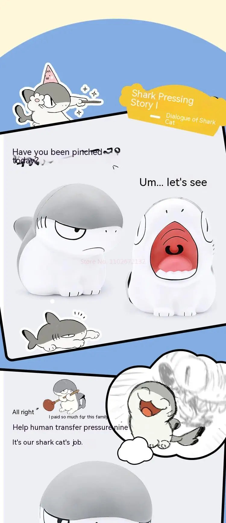 Shark Cat Sharkitty Squeeze Toys Slow Rising Stress Reliever Desktop Toys