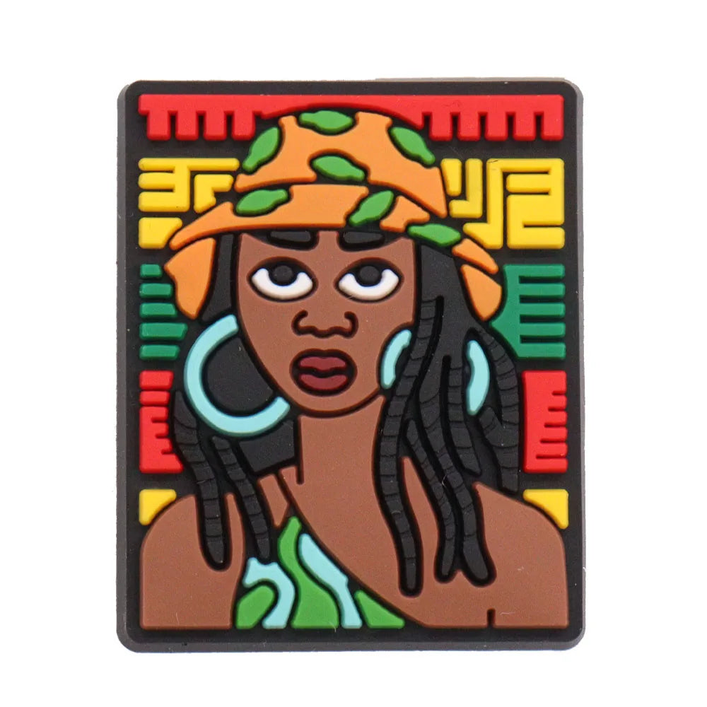 New Arrival 1-24Pcs PVC Black History Month Heart DIY Crocs Shoes Charms Jibbits