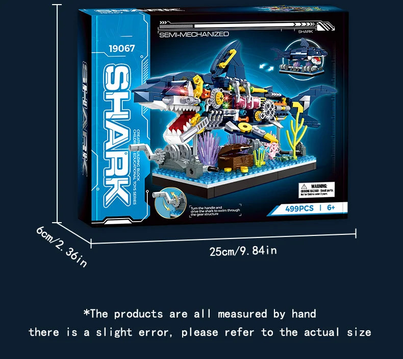 Ocean Shark Marine Biology Building Block set with display rack Lego DIY