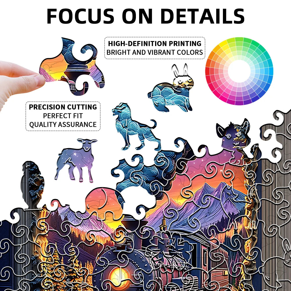 Train Wooden Puzzle Challenging Brain Game with Durable Wooden Construction Colorful Artwork